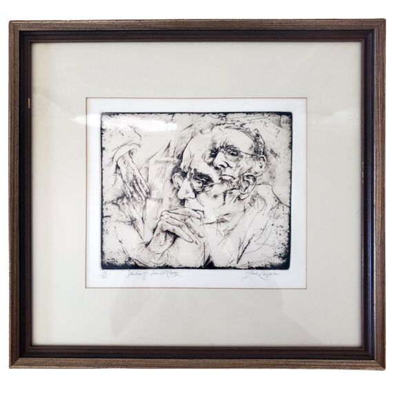 Jack Coughlin SIGNED Etching Print Framed Studies of Sean O'Casey LIM ED #19/70
